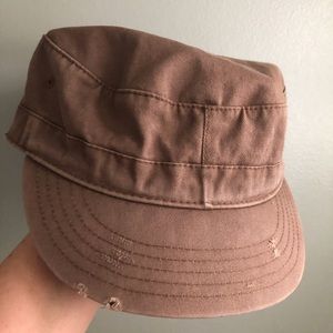 SOLD!!!  Brown soft cotton twill distressed cap